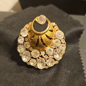 Elegant Gold and Rhinestone Brooch